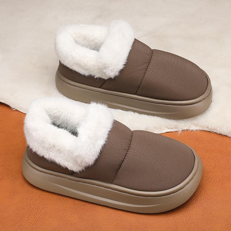 Couple Style Men's and Women's Baotou Cotton Slippers Winter Velvet Thick-Soled Non-Slip Warm Waterproof Bag Heel Cotton Shoes