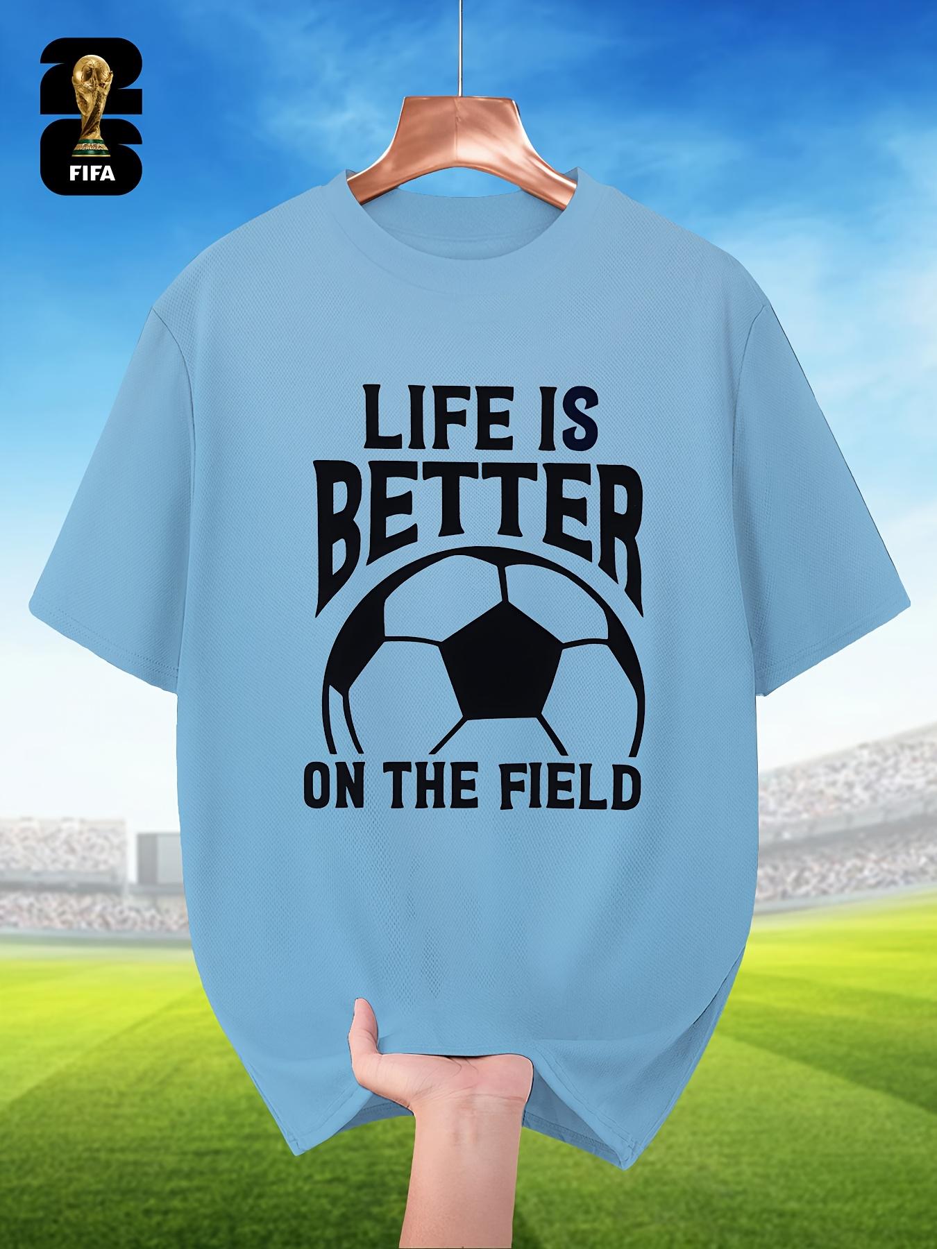 FIFA-themed Breathable Men s Summer Short-sleeved T-shirt S небесно-голубой