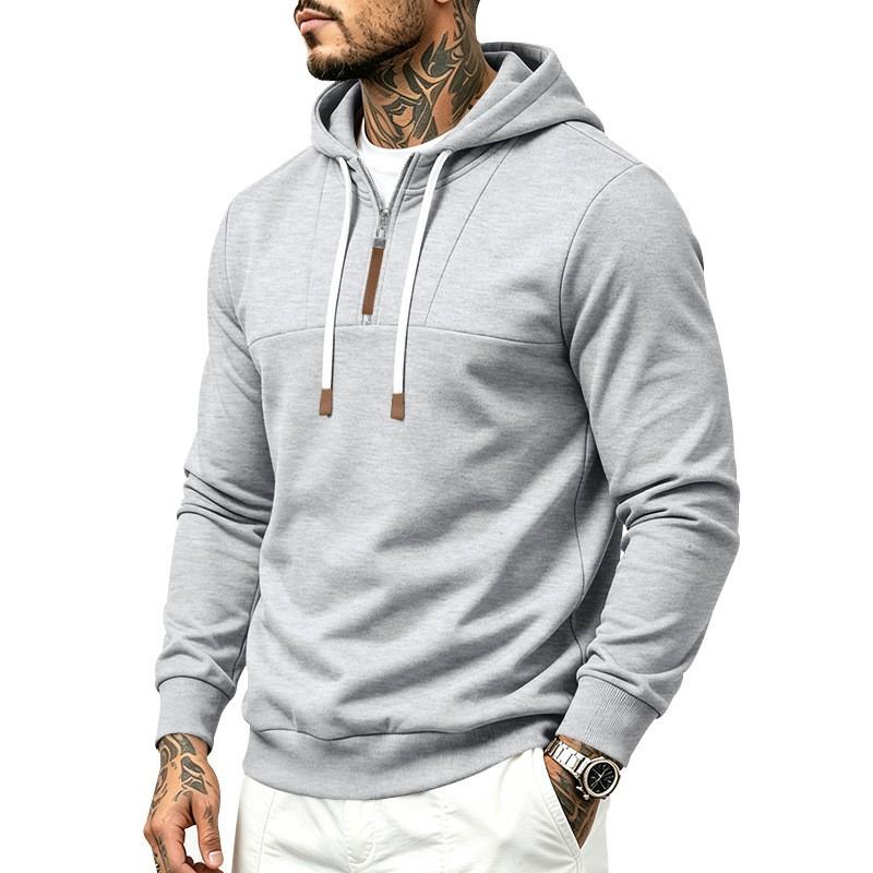 Mens Warm Fleece-Lined Hooded Zip-Up Sweatshirt Loose Fit Casual Winter Pullover Daily Wear