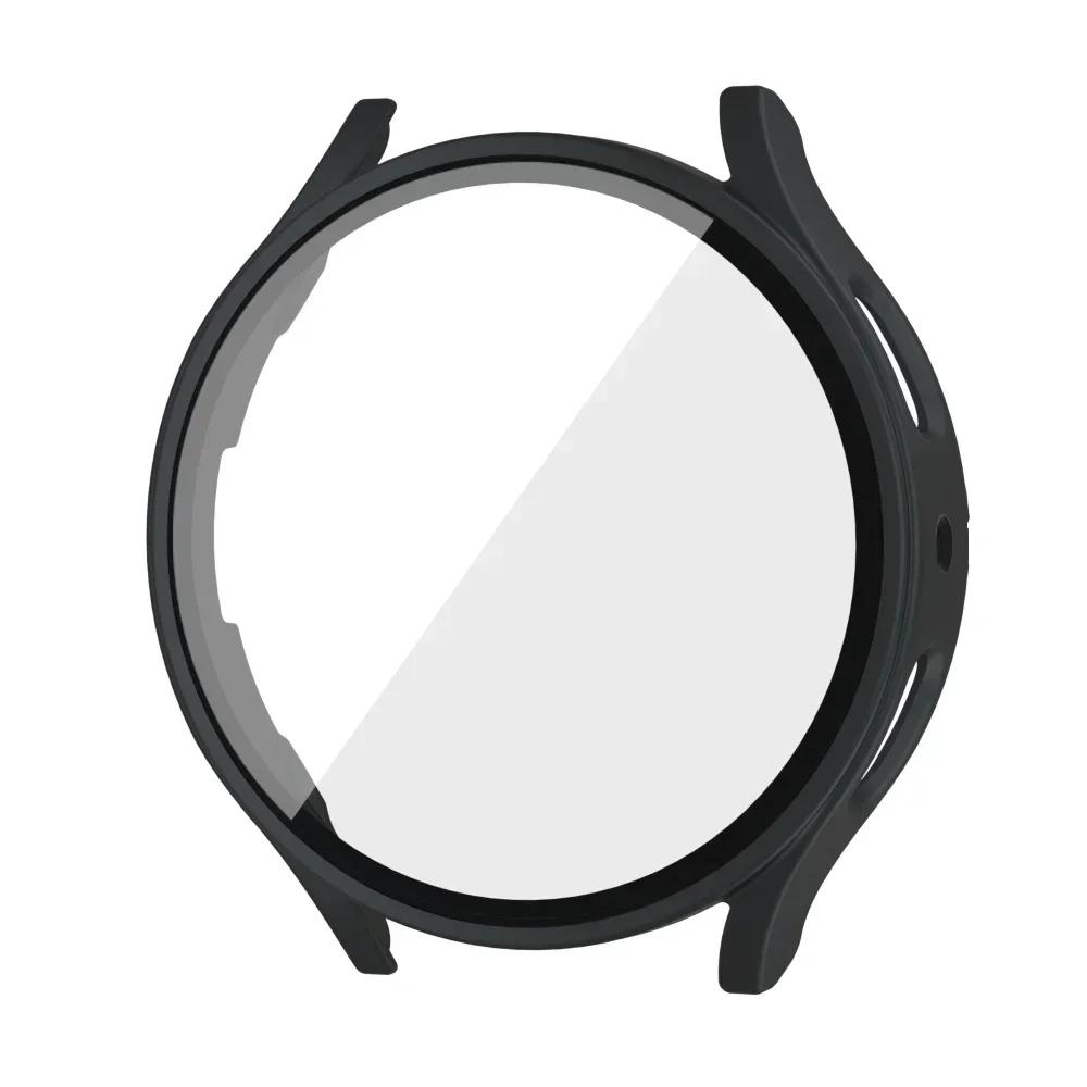 Tempered Glass+ PC Cover for Samsung Galaxy Watch4 5 6 7 44mm 40mm All Coverage Protective Bumper Case Galaxy Watch7 Accessories