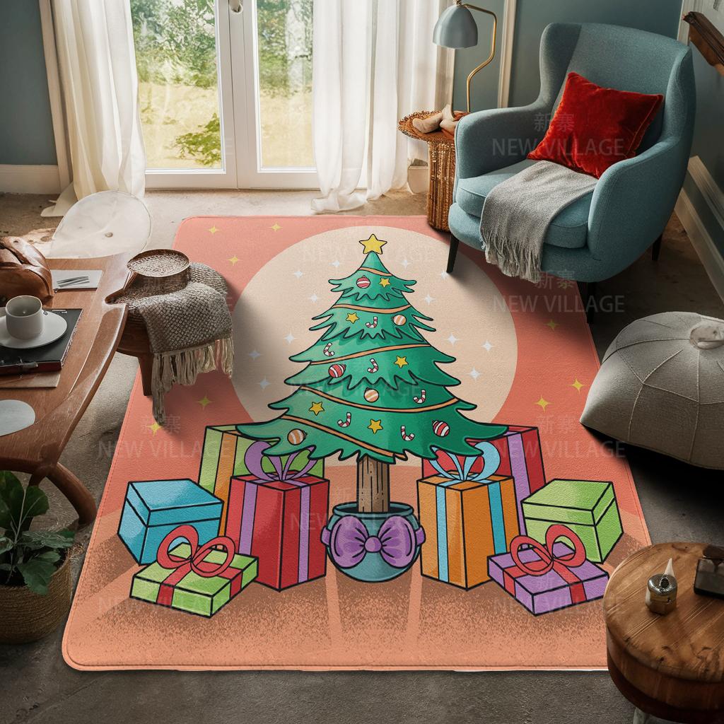 House Entrance Carpet Home Door Mat Living Room Bath Foot Bathroom Non-slip Water Absorption Rugs Bath Merry Christmas Winter