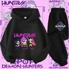New K-pop Demon Hunter 3 - 12-year-old Girls' Sportswear 2-piece Cute Casual Top Children's Hooded Shirt Set with Cartoon Print