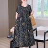 Elegant Long Dress for Women Vintage Clothes Plus Size Casual Short Sleeve Summer Loose Dress