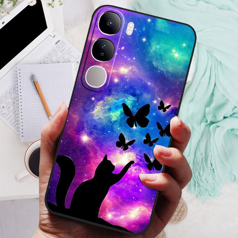 Vivo V40 Lite IDN V40SE Y200 Y300 Telefon Kılıfı Arka Kapak Moda Çiçek Kelebek Yumuşak TPU Kılıflar Vivo V 40 Lite V40 SE İçin