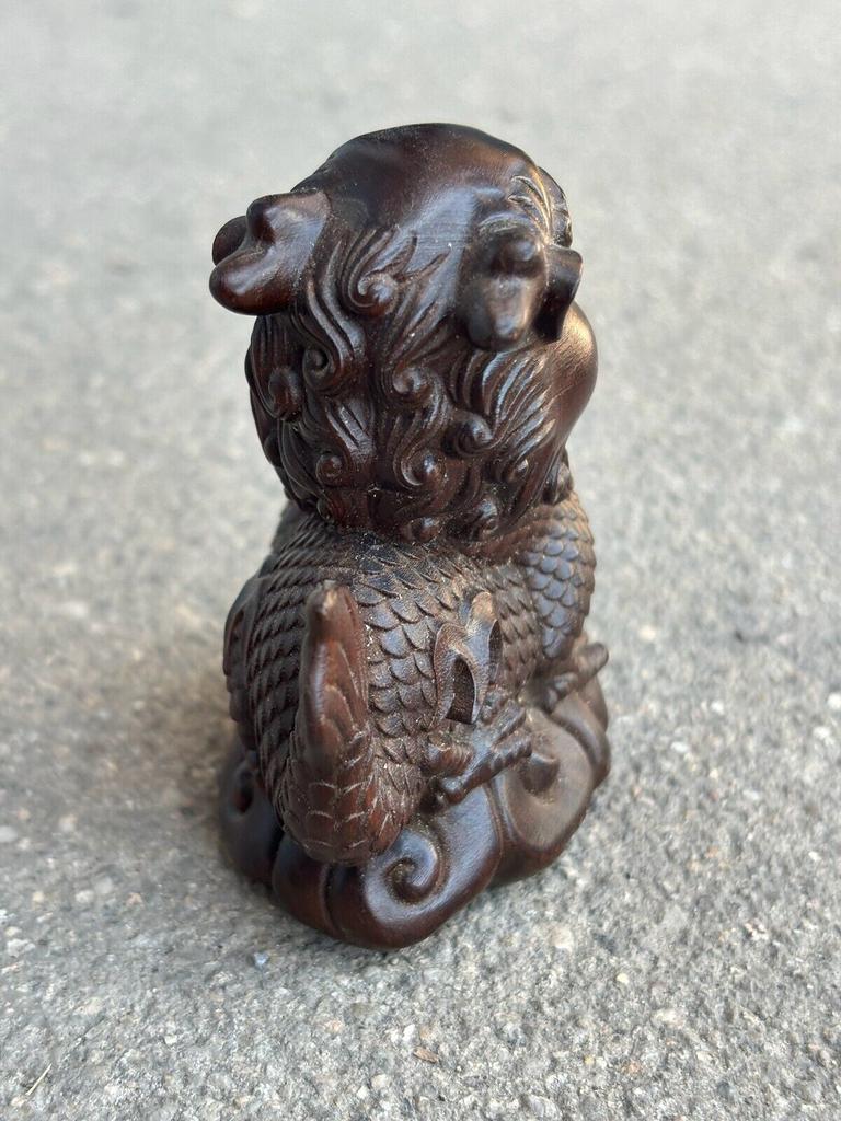 Chinese Dragon Statue Loong Animal Figurine Wooden Christmas Ornament Home Decor
