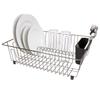 Large Wire Dish Rack Kitchen Organizer Drying Rack with Cutlery Cup Countertop Storage Black Chrome Rust Resistant Metal