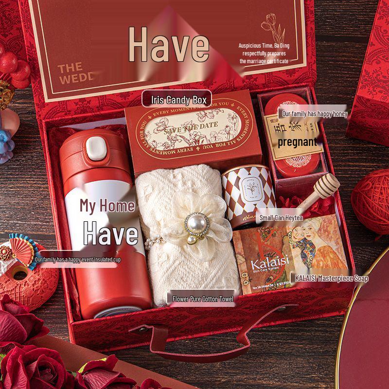 Freudiges Hochzeitsgastgeschenk-Set: Elegante Handtaschen-Geschenkbox für Brautjungfern und weibliche Gäste
