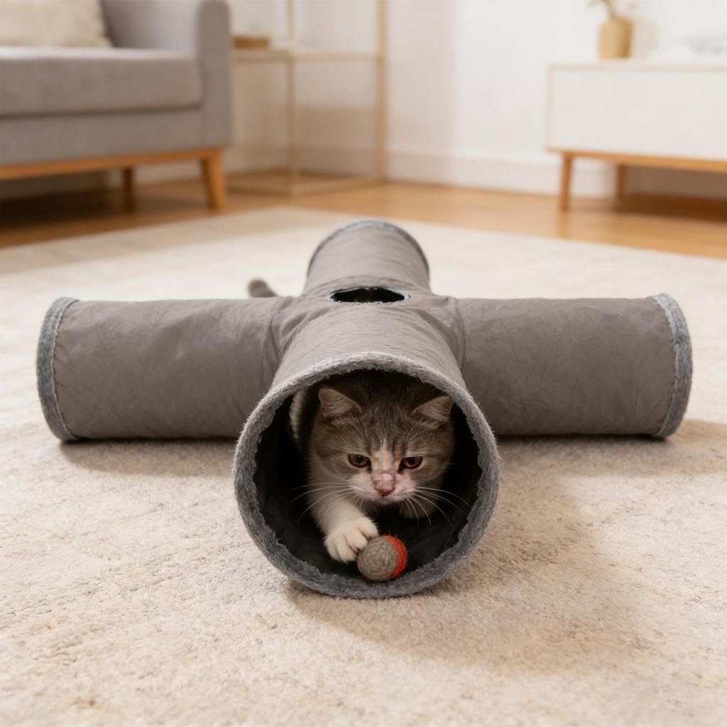 Tunnels For Indoor Cats Maze Puzzle Interactive Foldable Flexible Cat Play Tunnel For Kitten Pet Christmas Halloween Birthday