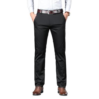 AVANOVA Mens Solid Black Trousers Light Business Style Slightly Stretch Straight Leg Pants for Outdoor Casual Daily Trou