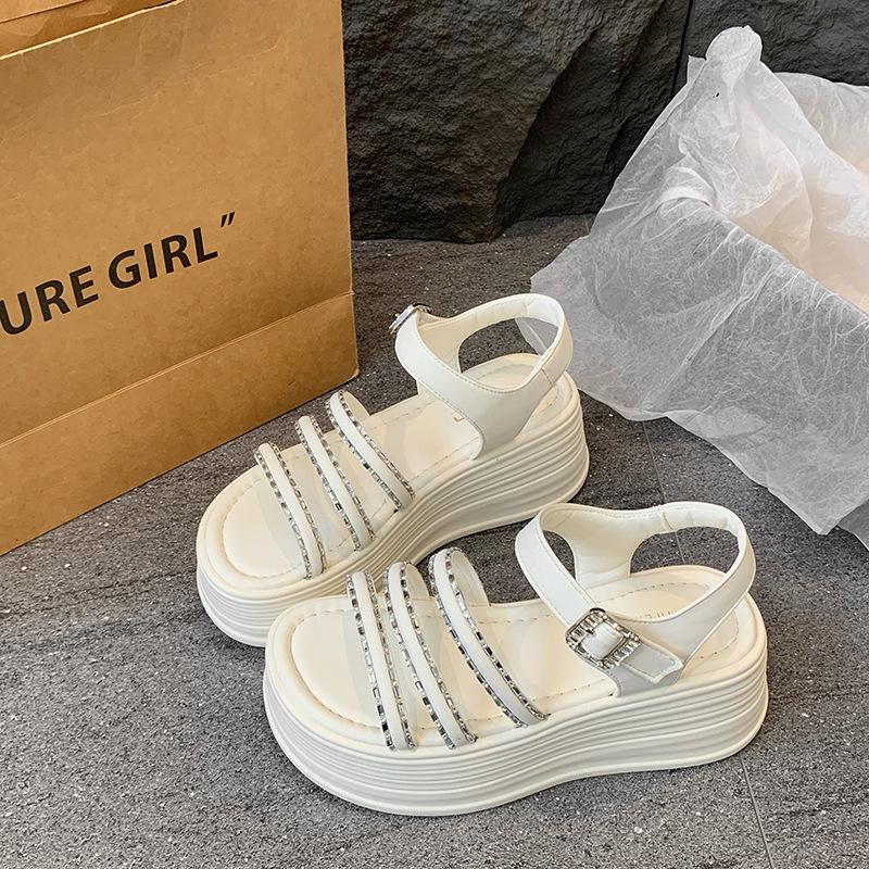 Platform Sandals Summer New Fashion Versatile One-word Buckle Type with Cool Slippers Exquisite Slippers