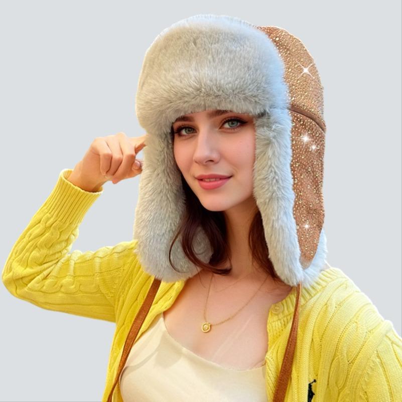 New Gypsy Hot Diamond Women's Thickened Fleece Thermal Hat Winter Fashion Cold Hat Ear Protector