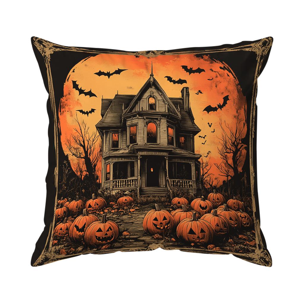 Halloween Haunted Pumpkin Pillowcase Printed Polyester 45x45cm Throw Pillowcover Decorative Sofa Cushion Pillowslip Home Decor