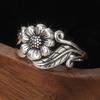 Vintage CopperColor Hand Carving Flower Women's Ring Geometry Daily Wear Party Jewelry