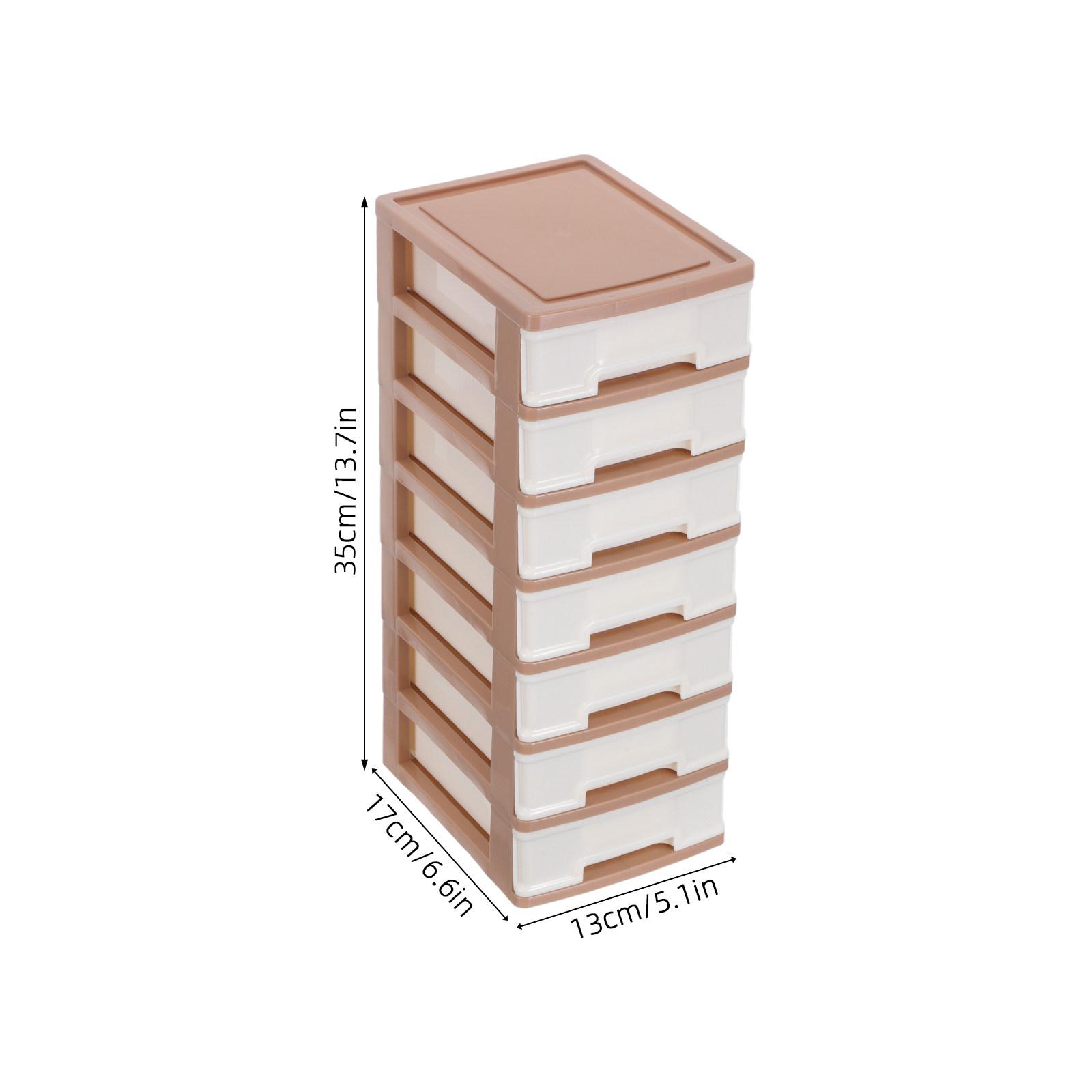 

Plastic Desktop Drawer Storage Cabinet 13.8x6.7x5 Inch Brown Space Saving Multi Layers Organizer for Desk Dorm Bedroom Bathroom коричневый