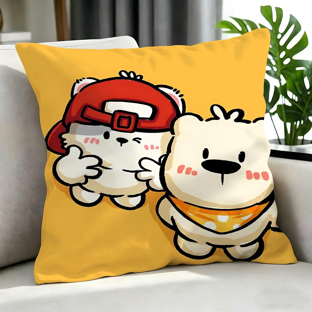 Cute Cute Bear Stickers Cushion Cover Cushion Cover Set 4Pcs 50X50 45X45 40X40 Pillowcase Decorative Sofa Home Decor