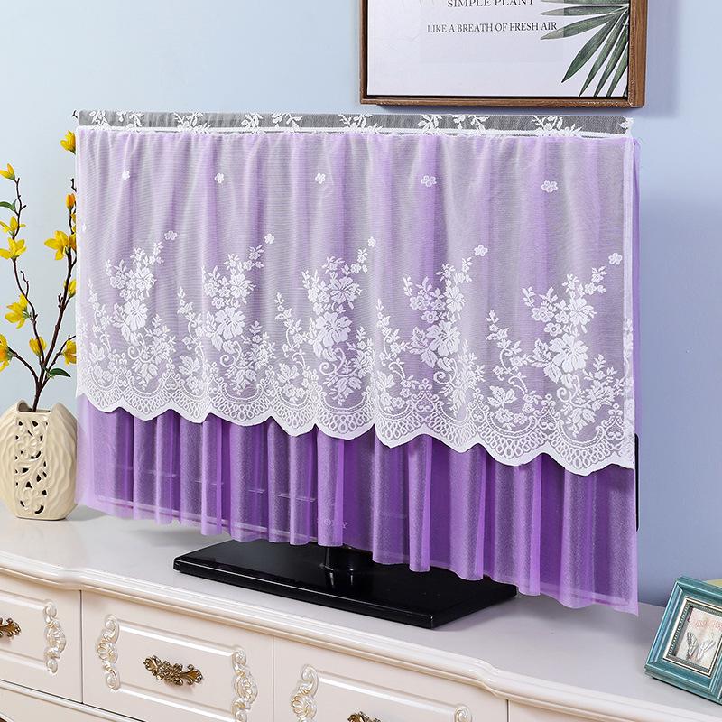 Universal 55-Inch Curved LCD TV Dust Cover with Lace Trim