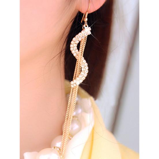 

Женские серьги S-образной формы с длинными кисточками и стразами, висячие линейные серьги с крючками