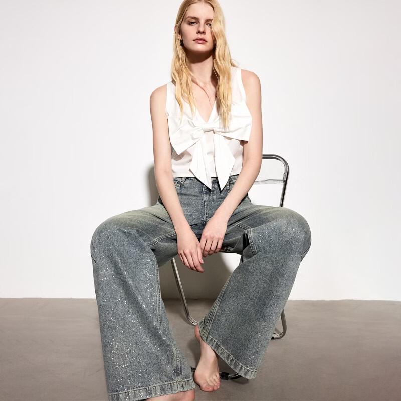 Only Women's Splash Print High-Waist Straight Leg Jeans
