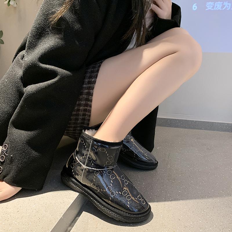Print Flats Ankle Boots Winter Short Plush Warm Women Shoes 2025 New Luxury Goth Gladiator Boots Trend Cozy Snow Botas Mujer