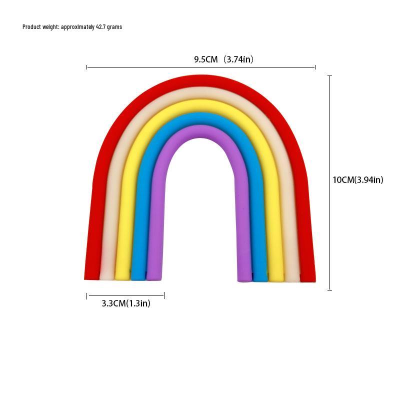 Versatile Rainbow Arch Cake Topper: Colorful Cartoon Forest Style Red Pink Rubber Ornament