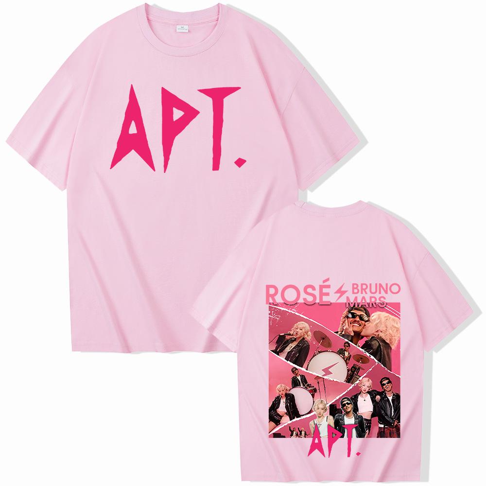 2025 Bruno Mars And Rose APT TShirts Unisex Harajuku ONeck Short Sleeve Popular Music Shirts Fans Gift S