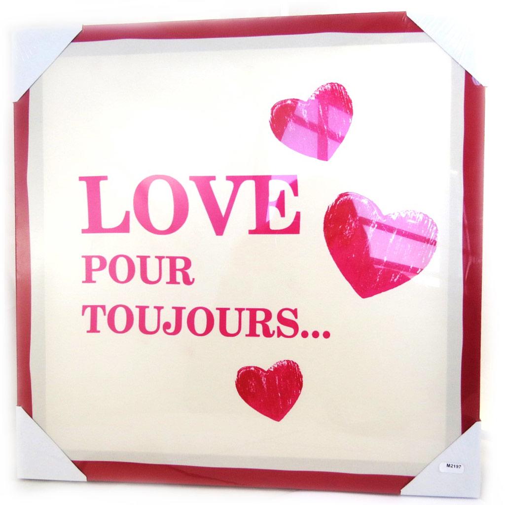 Les Trésors De Lily [M2197] - 'Love' Ecru Red Canvas (40x40 Cm)