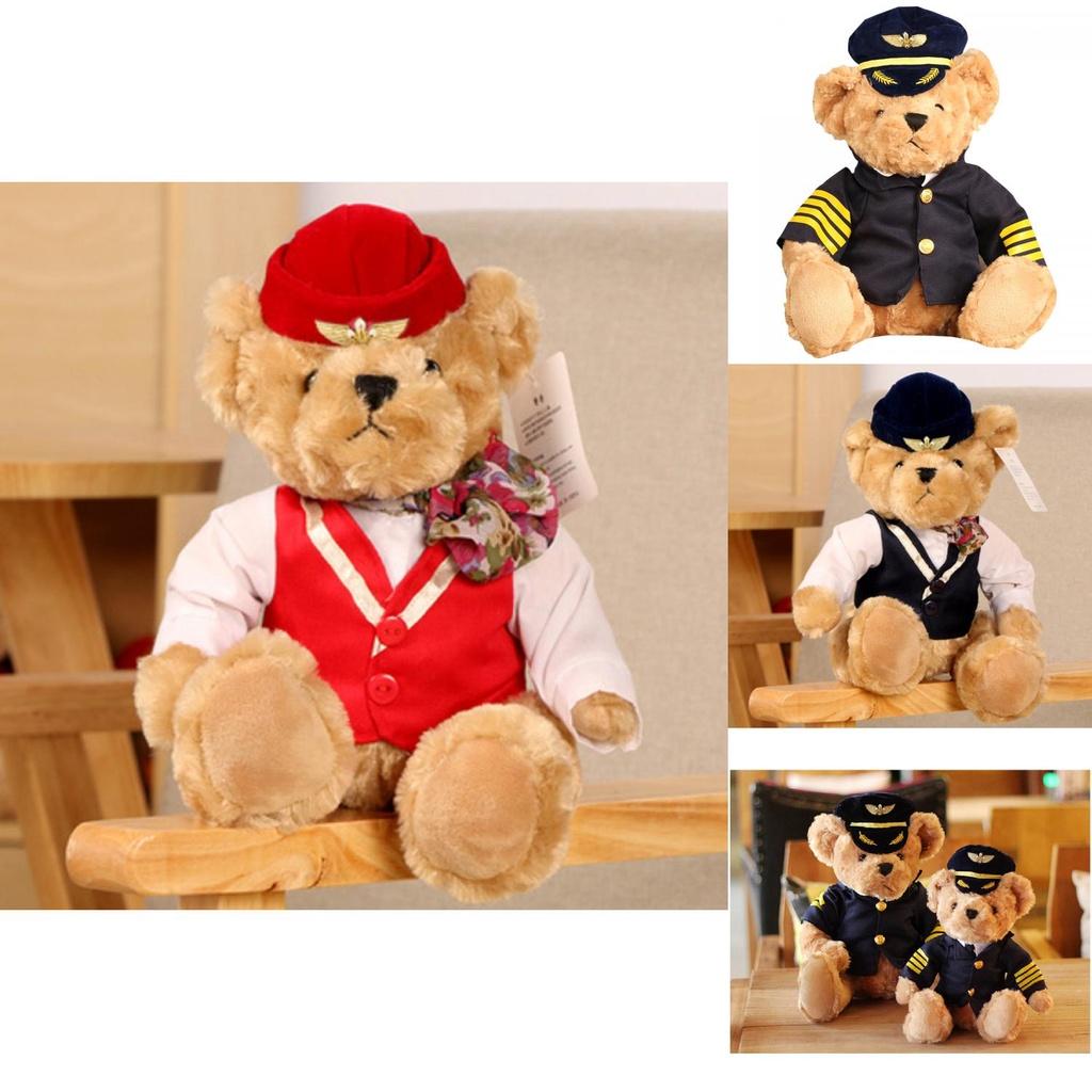 Cute Captain Teddy Bear Plush Toy For Kids And Aviation Enthusiasts