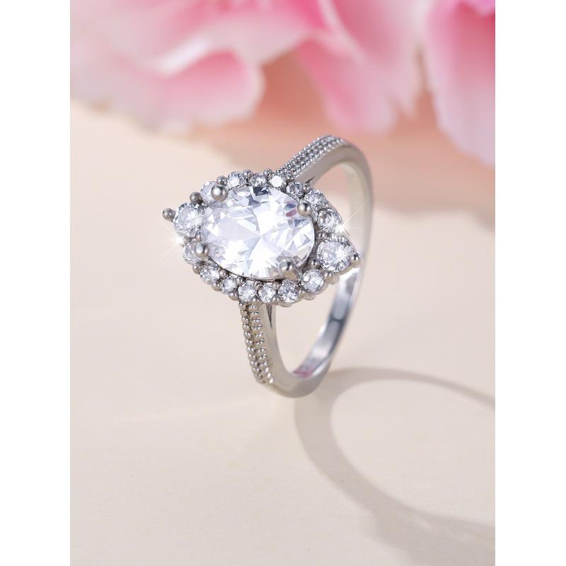 Hot Palladium White K White Egg Edge White Diamond Ring no. 6