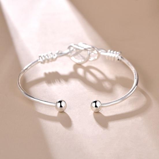 1/2 Pcs Women Bangle Hollow Out Adjustable Polished Copper Entangled Geometry Wrist Bracelet Ring Mothers Day Valentines Day Gift Jewelry