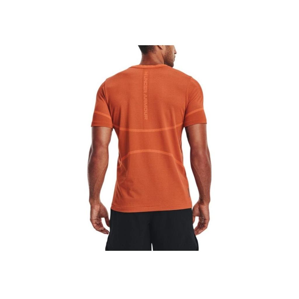 Under Armour Rush Series Solid Crew Neck Training Short Sleeve T-Shirt Men Tops Orange 1376781-866