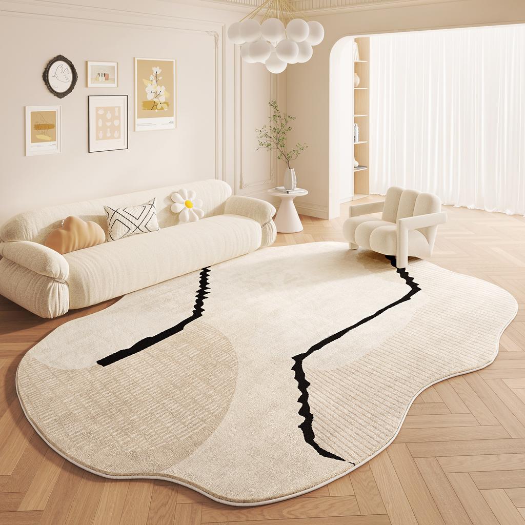 Minimalist Cream Style Carpets for Living Room Irregular Bedroom Decor Plush Carpet Fluffy Soft Leisure Rug Home Thick Floor Mat