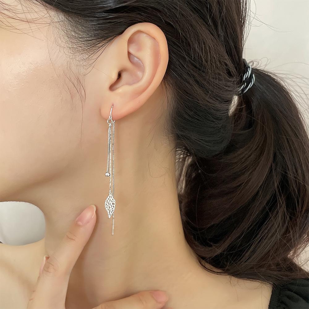 Long Leaf Earrings Earrings Fairy Tassel Ear Chain Japanese And Korean Version Face Skinny Female Earrings