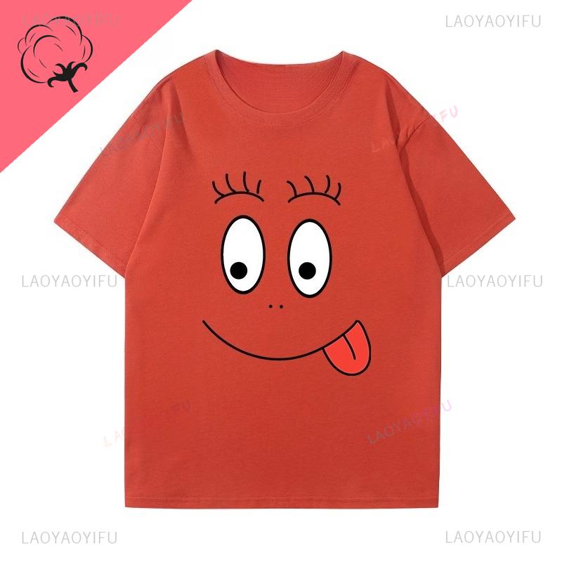 Moterų drabužiai Barbapapa Marškinėliai Geriausiai parduodami Animaciniai Kawaii Y2k Drabužiai Vaikams Minkštos Medvilnės Viengalviai Trumpomis Rankovėmis Grafiniai Marškinėliai