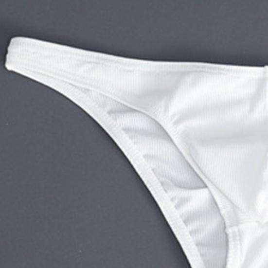 Men Briefs Ice Silk Thin Stripe Solid Color U Convex Inside Wearing Sexy Quick Dry Thong Panties Underpants for Sleeping