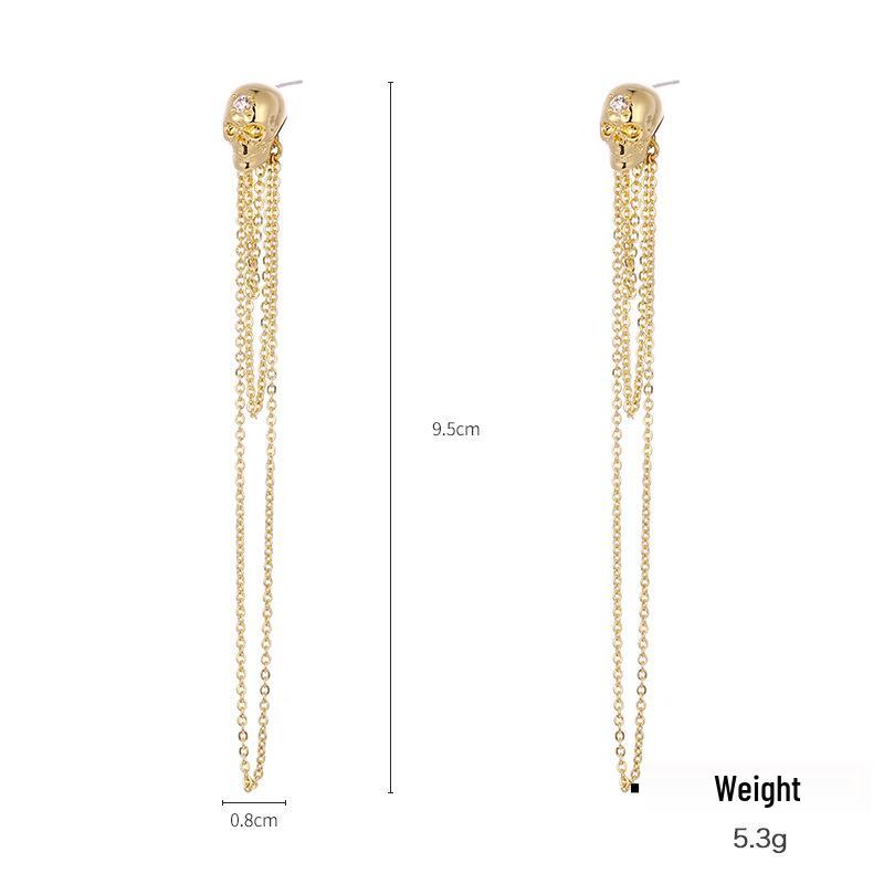 Kenjie McQueen Skull Pendant Earrings - Women's European & American Punk Studs & Ear Clips