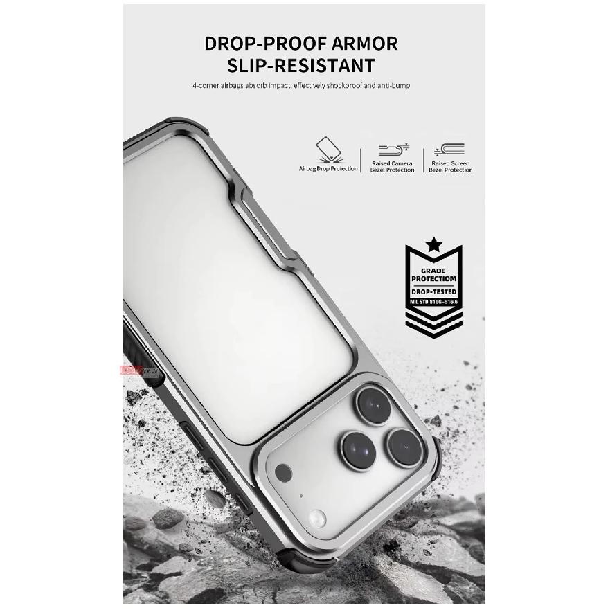 Aluminum Alloy Bumper Case for iPhone 18 16 17 Pro Max 16 17 18Open Back Frame with Cushioned Corners and Camera Edge Protection