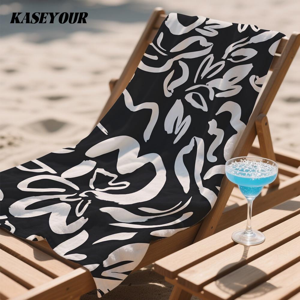Ink Florals Compact Travel Beach Towel Super Absorbent Sand Resistant, Microfiber for Swimming Camping Yoga