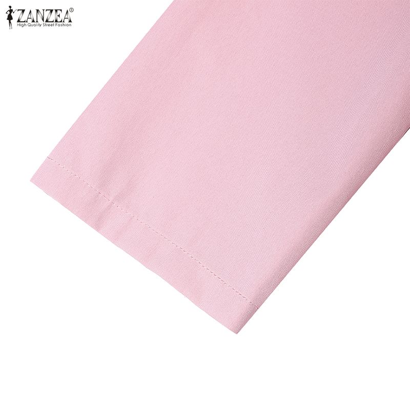 ZANZEA Women Casual Square Collar 3/4 Sleeve Long Dress