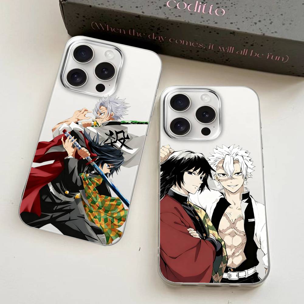 S-Sanemis G-Giyuus Phone Case For IPhone 17 16 15 14 Plus 13 12 11 Pro Max Phone Back Cover Transparen