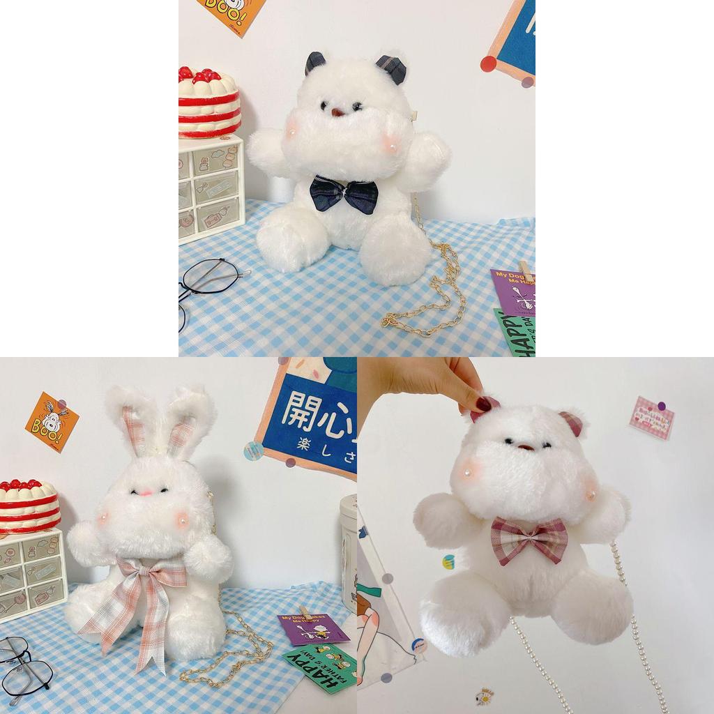Cute Plush Bunny Mini Bag With Pearl Embellishments For Fashionable Women