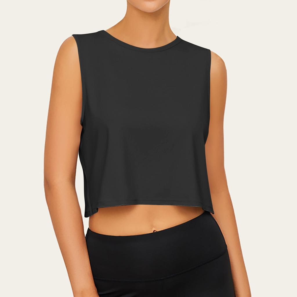 Damen Ärmellose Yoga Tops Workout Cool T-Shirt Laufen Kurzes Tank Crop Tops