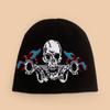 Autumn and Winter Dark Wind Skull Flame Jacquard Knitted Hat Men and Women Warm Personality Retro Street Pullover Hat