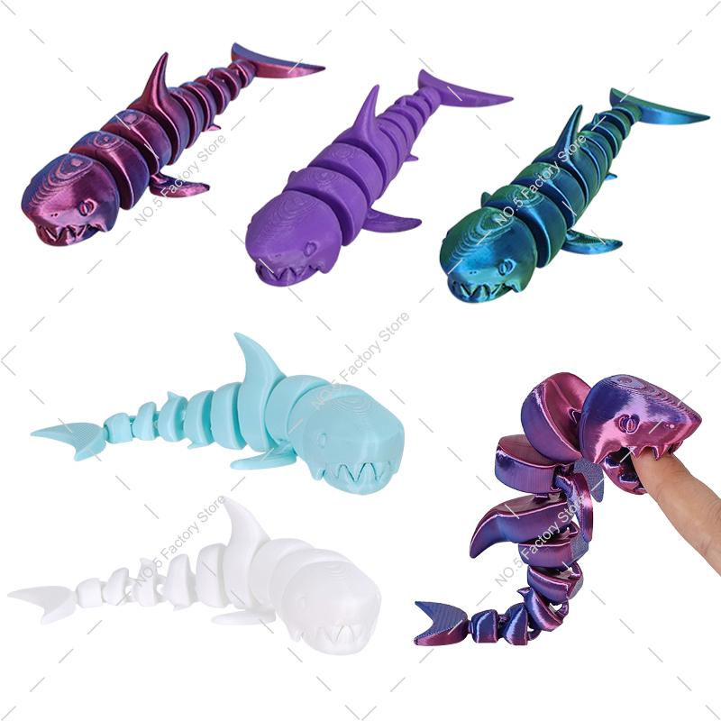 3D Printed Shark Action Figures Multi-Jointed Movable Animal Craft Figurine Home Ornament Christmas Gift For Child Toy