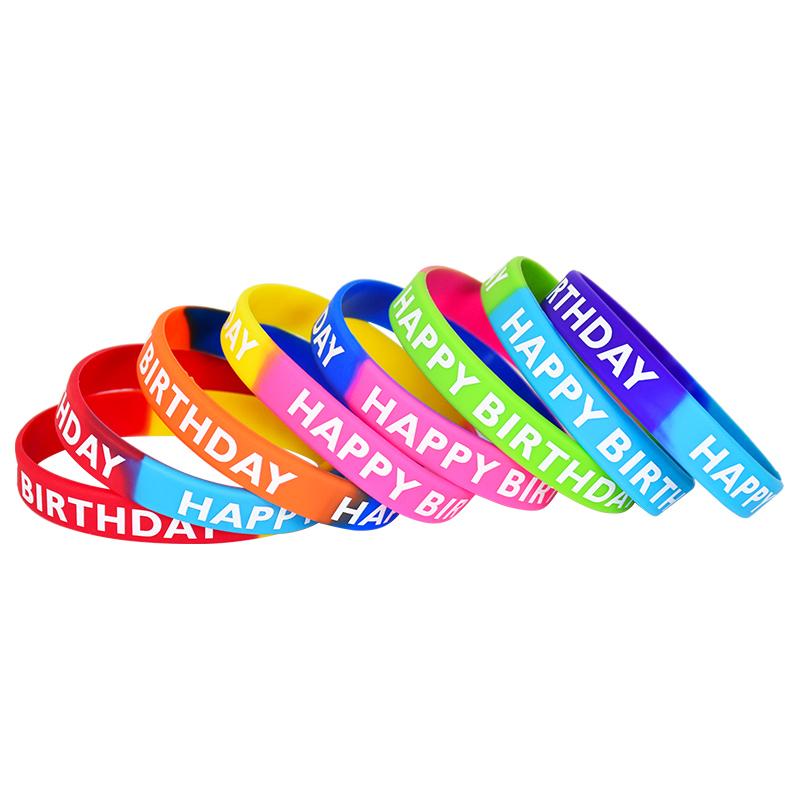

10/20Pcs Happy Birthday Rubber Bracelets Kids Birthday Party Decoration Favors Guests Gift Goodie Bag Pinata Filler Supplies