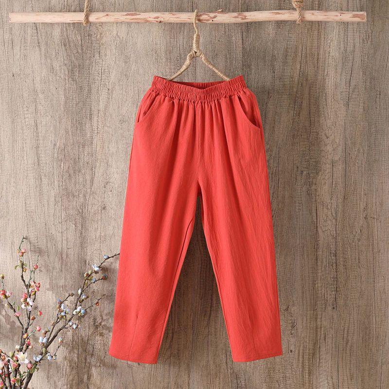 Women's Pants Loose Cotton Pants with Large Size Cotton Solid Color Casual Ladies Underwear