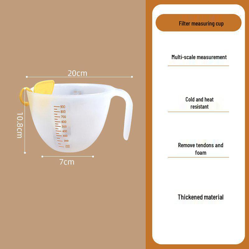 Egg Liquid Filter & Food-Grade Measuring Cup - Ideal for Baking & Mixing