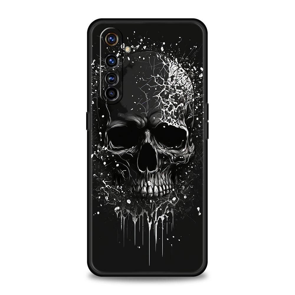 

Soft TPU Case For Realme C67 C63 C55 C53 C25 C21 10 11 12 13 GT 2 3 5 Pro Plus 5G Shockproof Phone Cover Terror Black Skull Bags Realme 9 5G