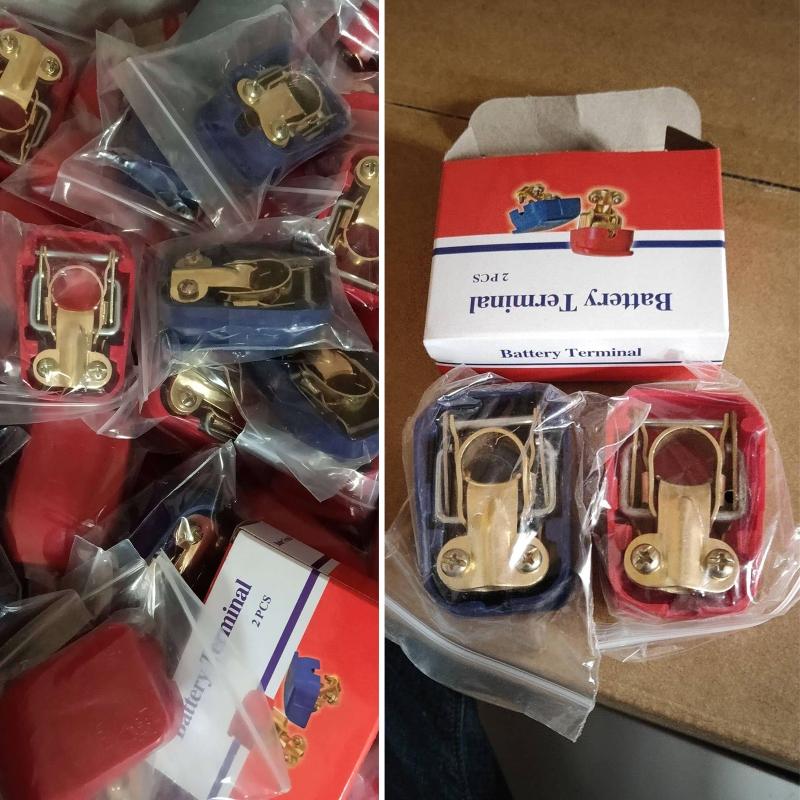 Battery Terminal Connector Positive Negative Car Top Post Clamp Connector Electrode Quick Release for RV Car Marine Ship