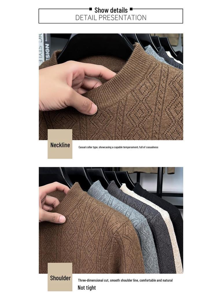 Herren-Jacquard-Rundhalspullover, Wintermode 2025