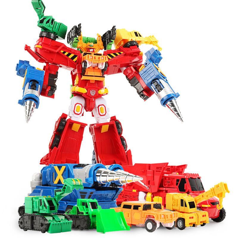 6 IN 1 Carbot Transformation Robot Toys Action Figures Deformation Engineering Car Truck Dump Crane Vehicle Toy